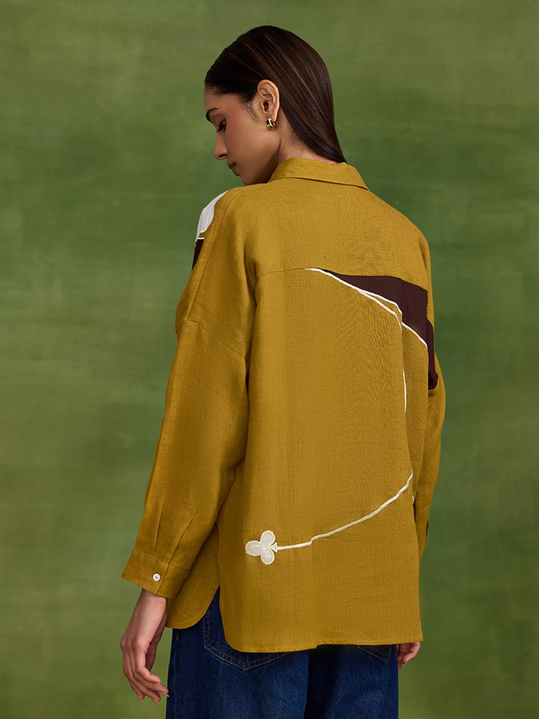 Linen Yellow Applique Shirt