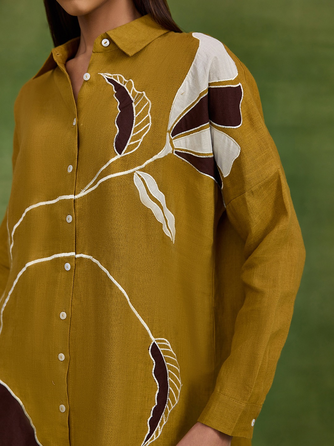 Linen Yellow Applique Shirt