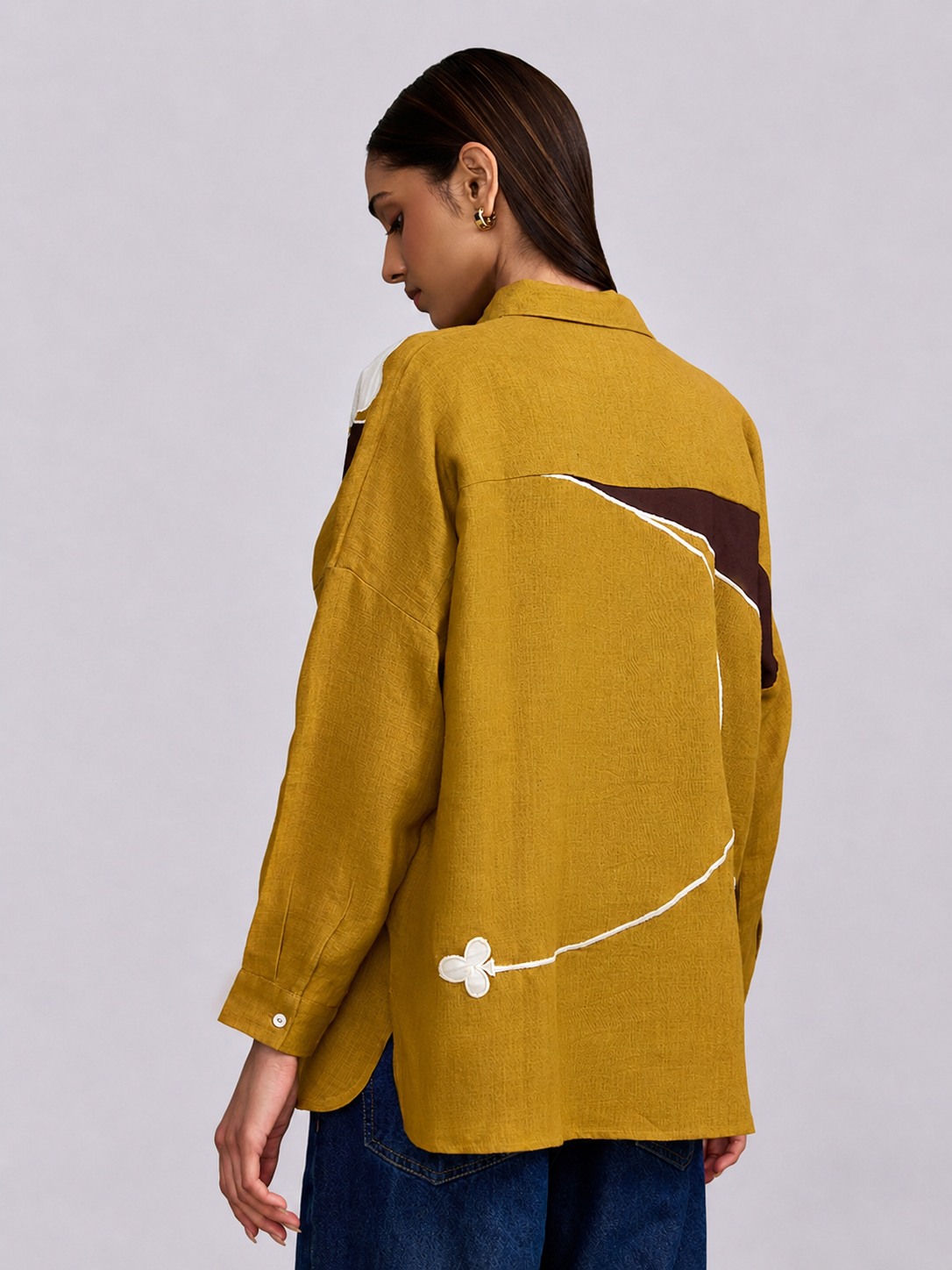 Linen Yellow Applique Shirt