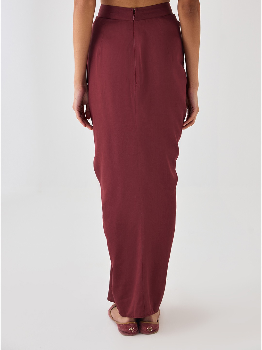 Brown Pre Drapped Skirt
