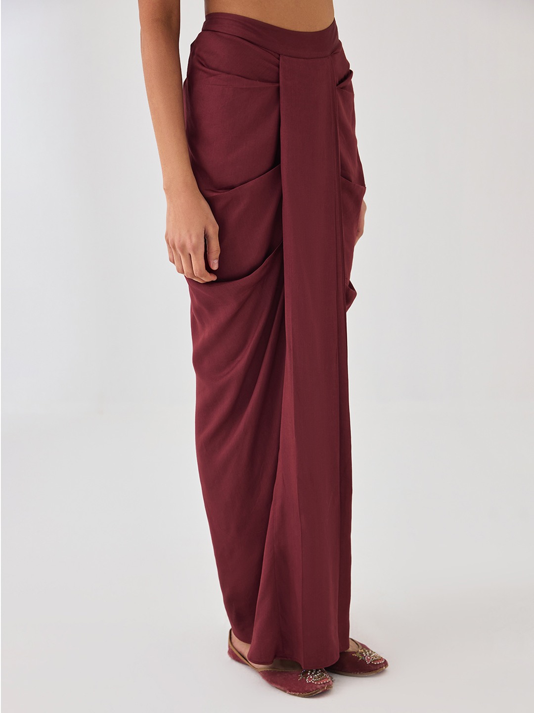 Brown Pre Drapped Skirt