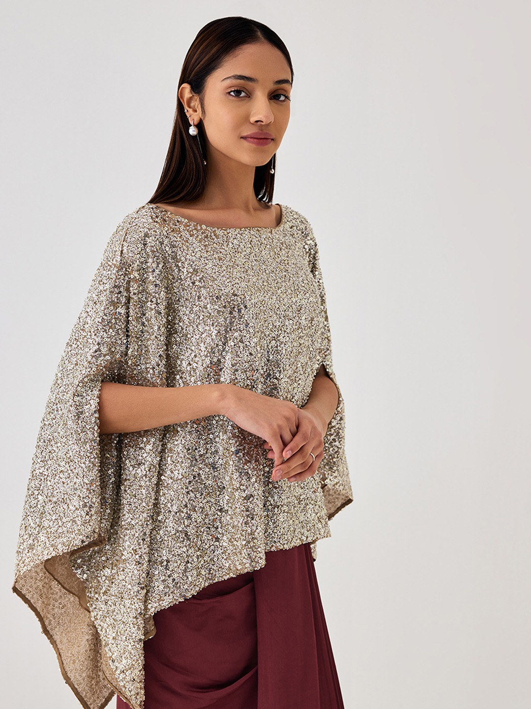 Beige Sequin Top