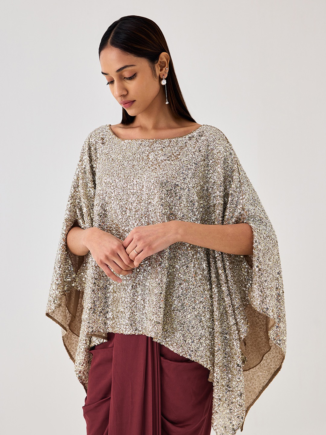 Beige Sequin Top