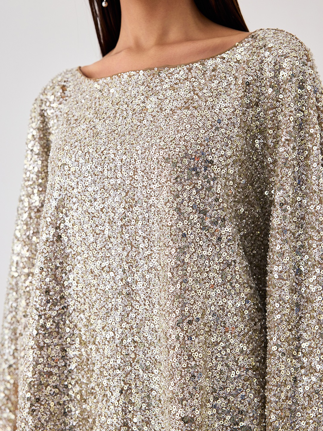 Beige Sequin Top