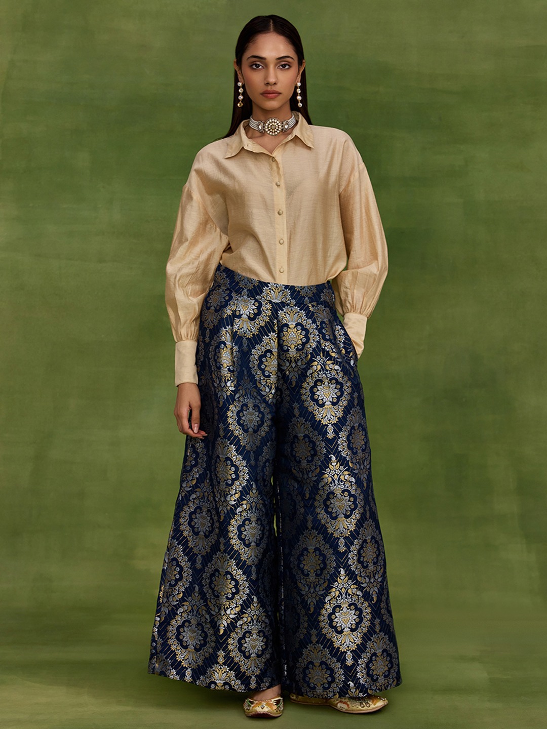 Brocade Blue Trouser