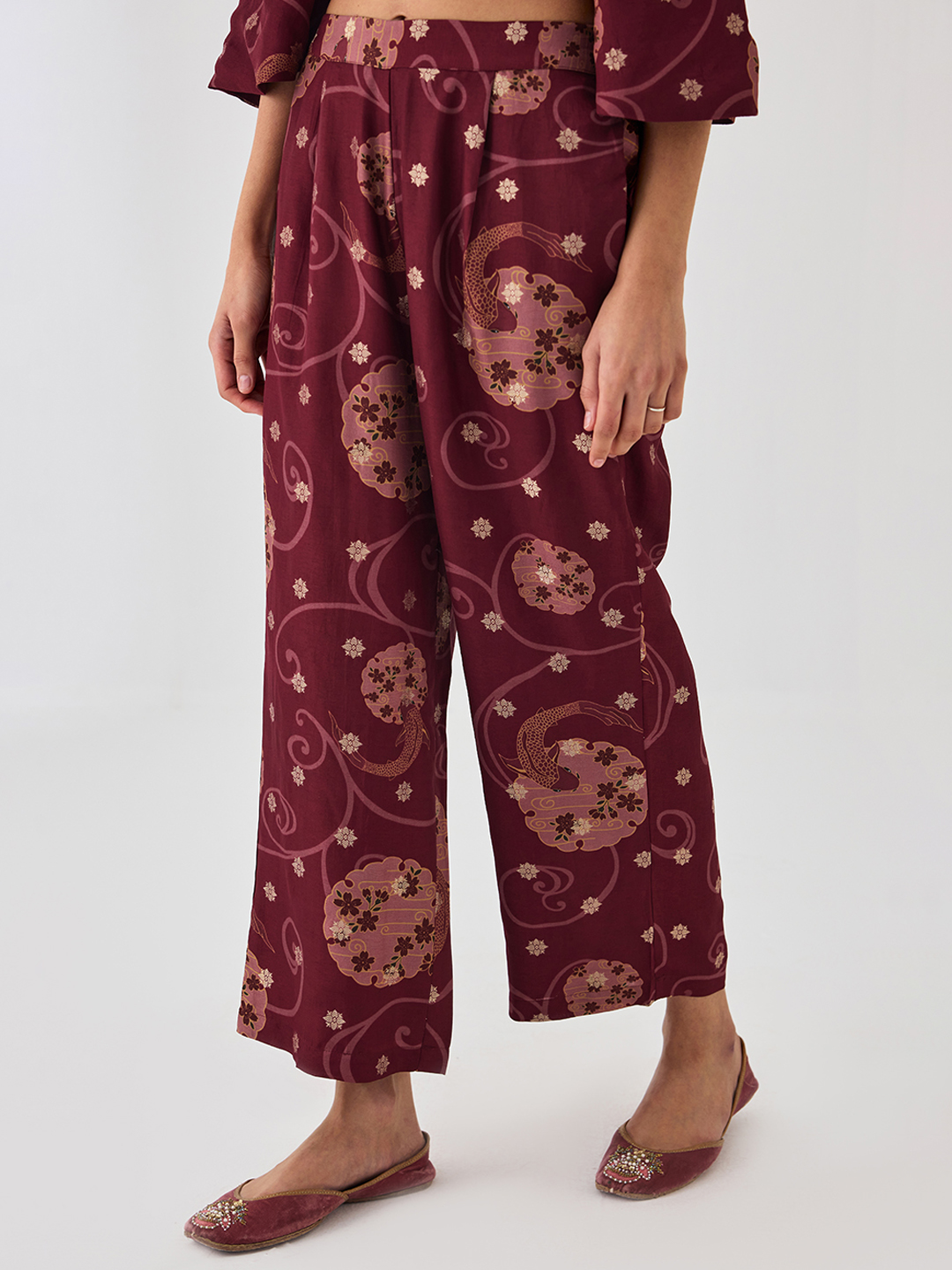Maroon Brocade Trouser