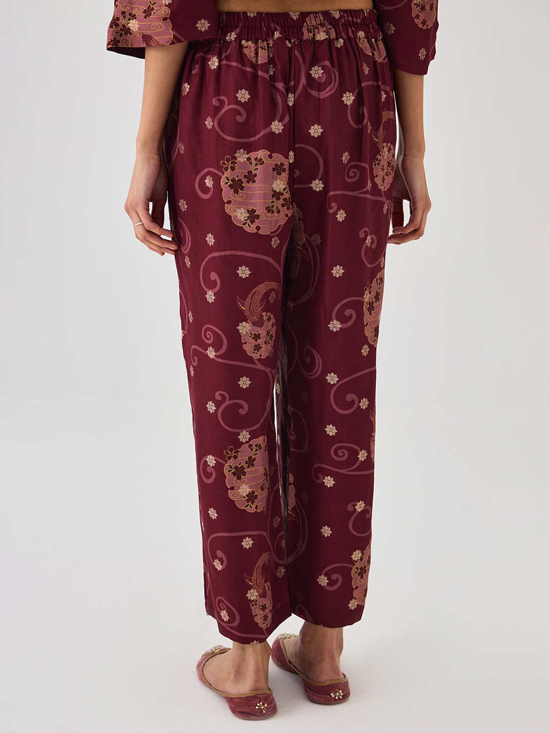 Maroon Brocade Trouser