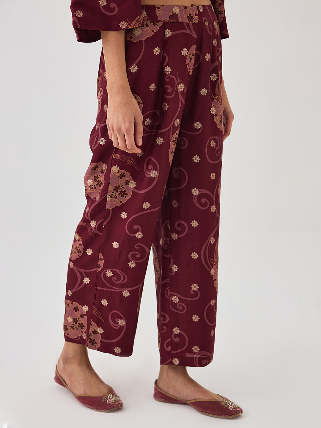 Maroon Brocade Trouser