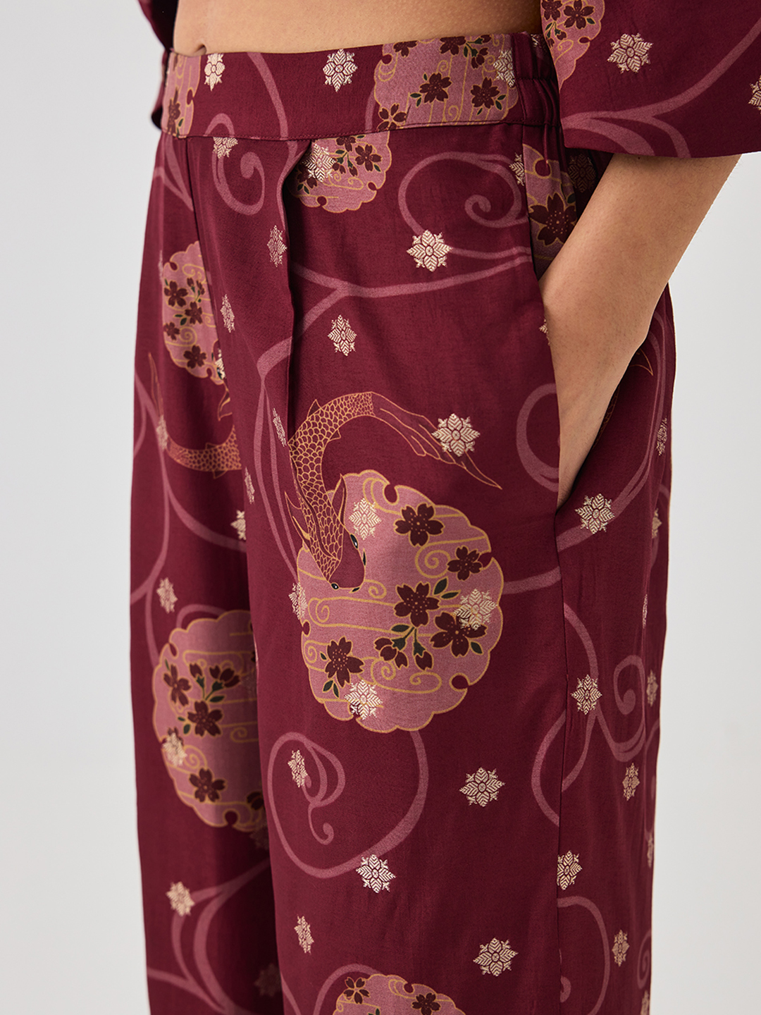 Maroon Brocade Trouser