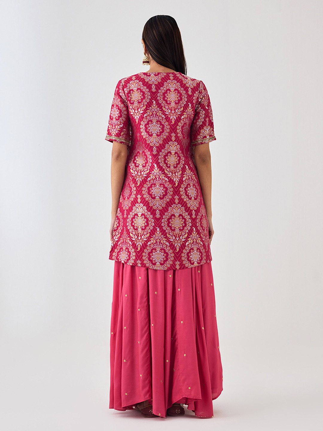 Brocade Pink Short Kurta