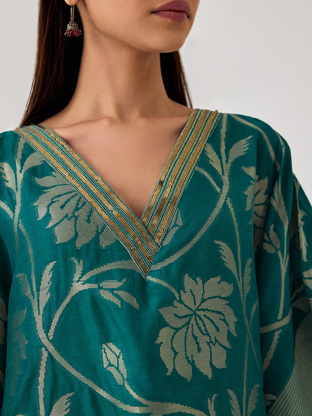 Kaashi Green Brocade Kaftan