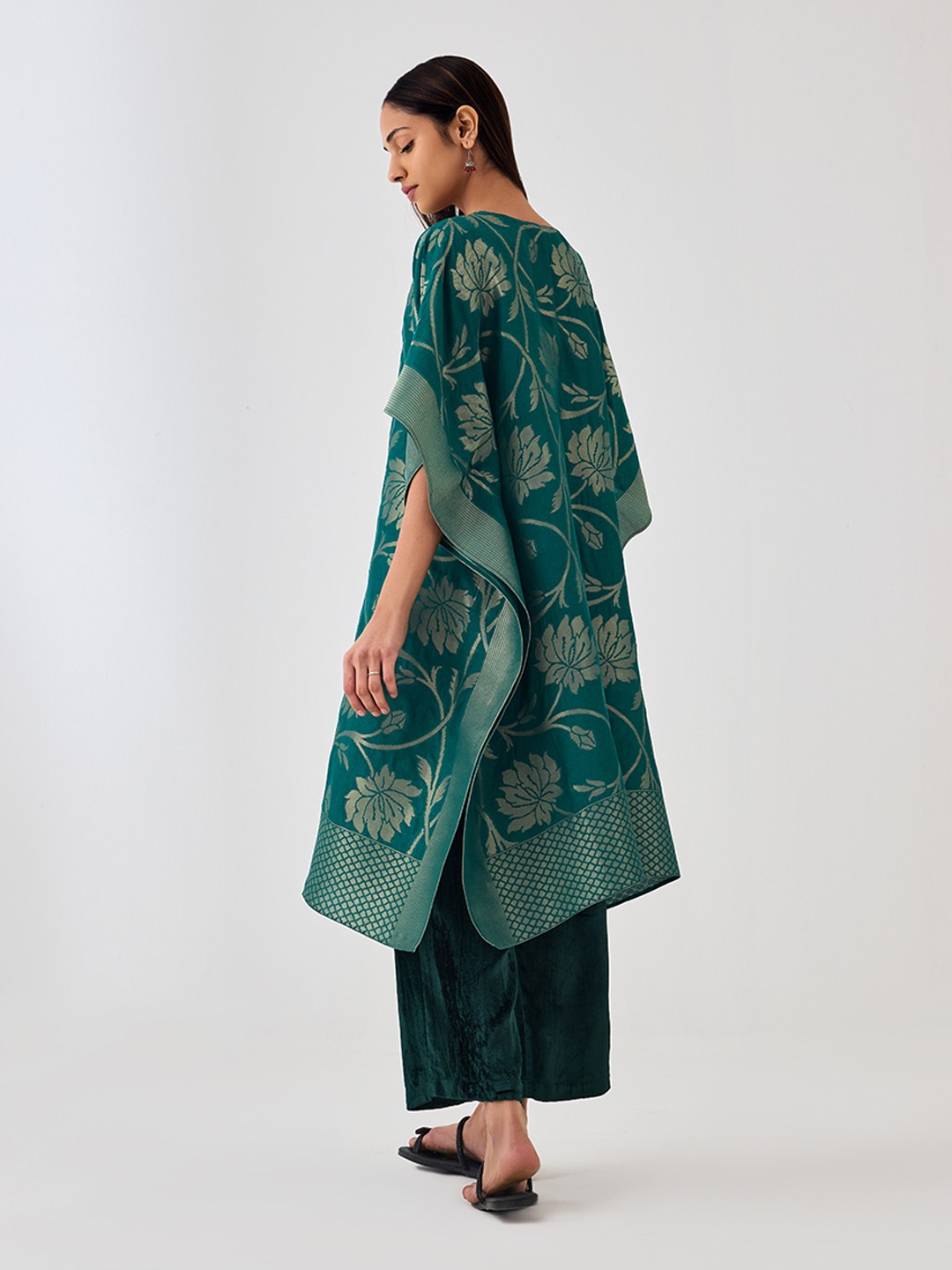 Kaashi Green Brocade Kaftan