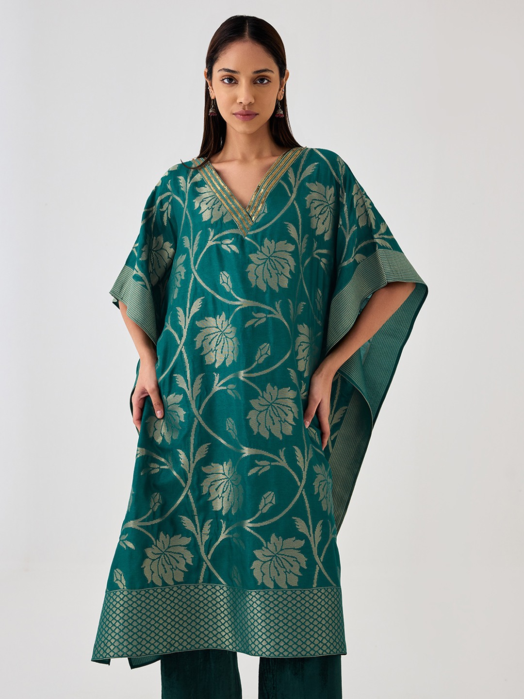 Kaashi Green Brocade Kaftan