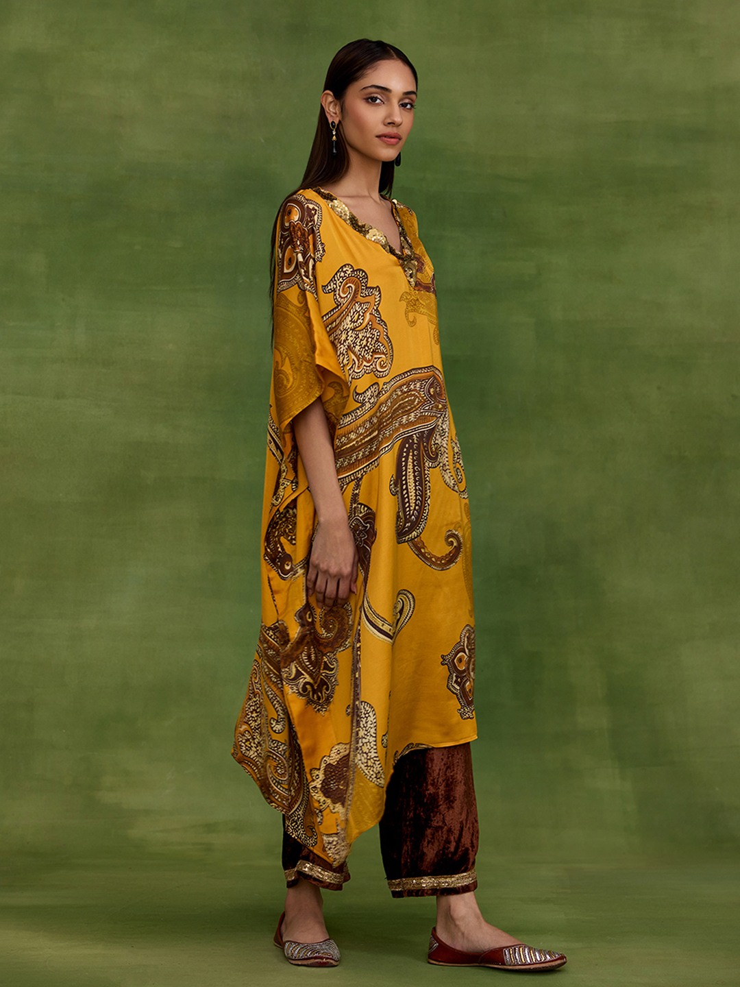Ambi Paisley Yellow Kaftan