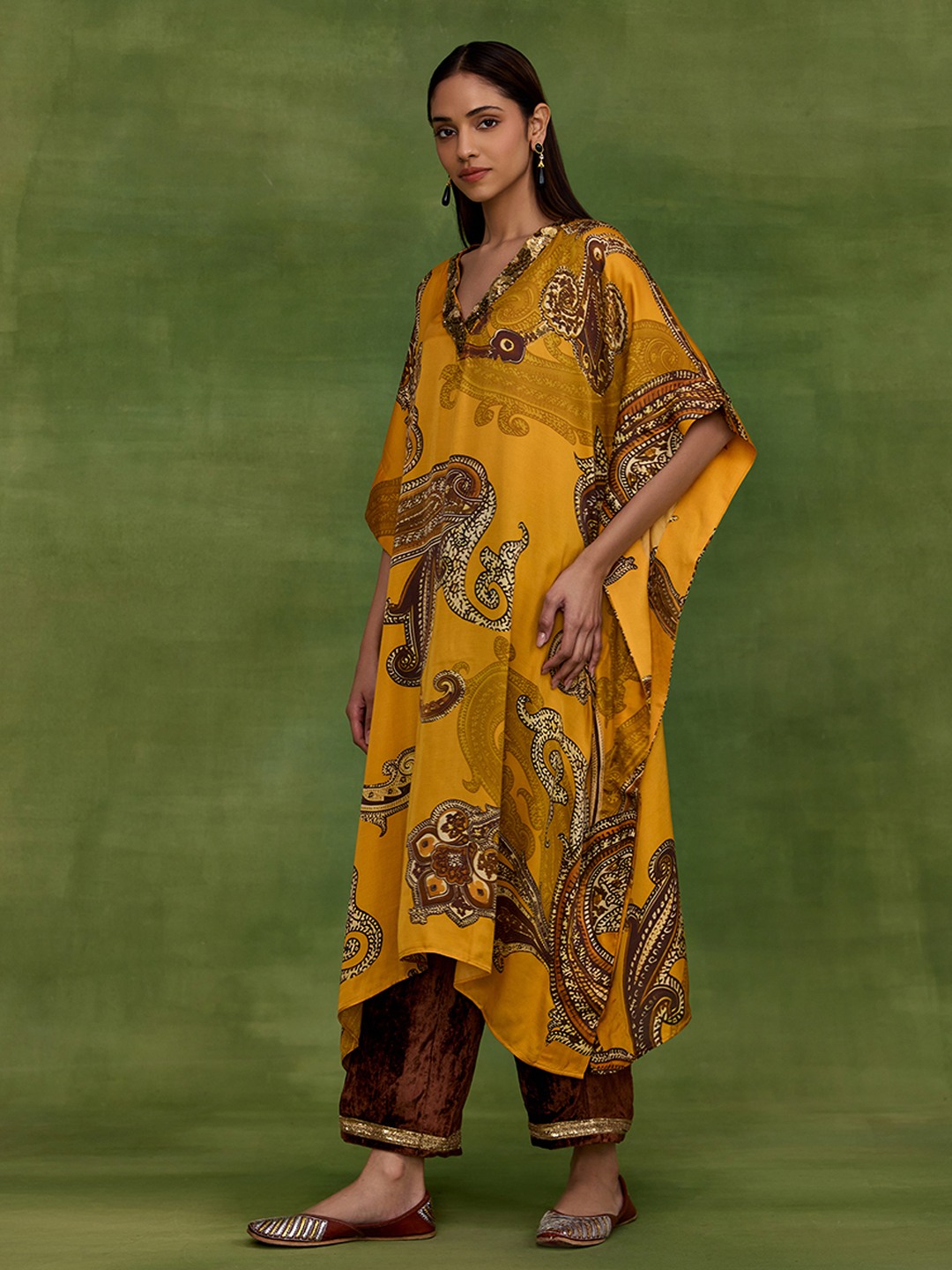 Ambi Paisley Yellow Kaftan