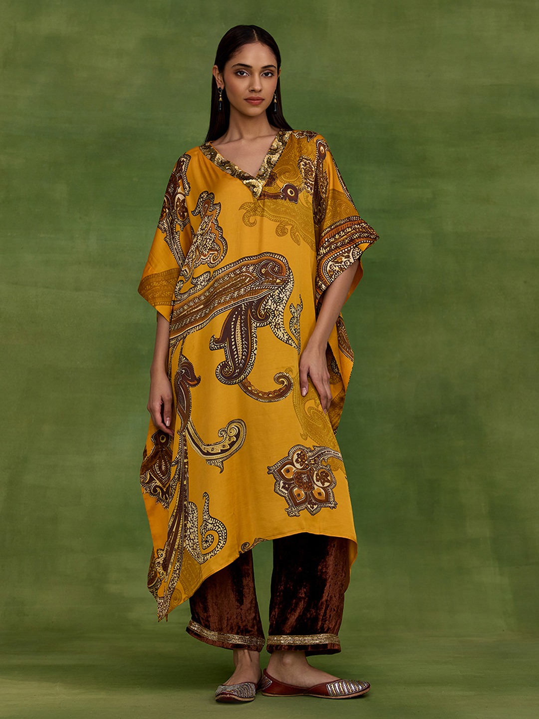 Ambi Paisley Yellow Kaftan