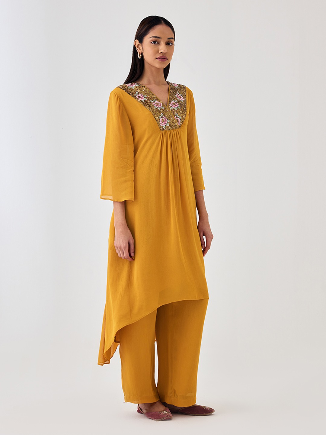 Yellow Asymetric Kurta