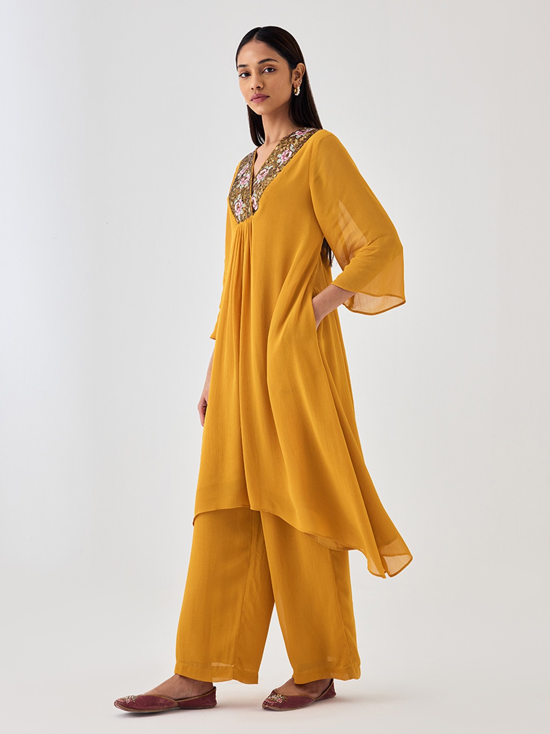 Yellow Asymetric Kurta
