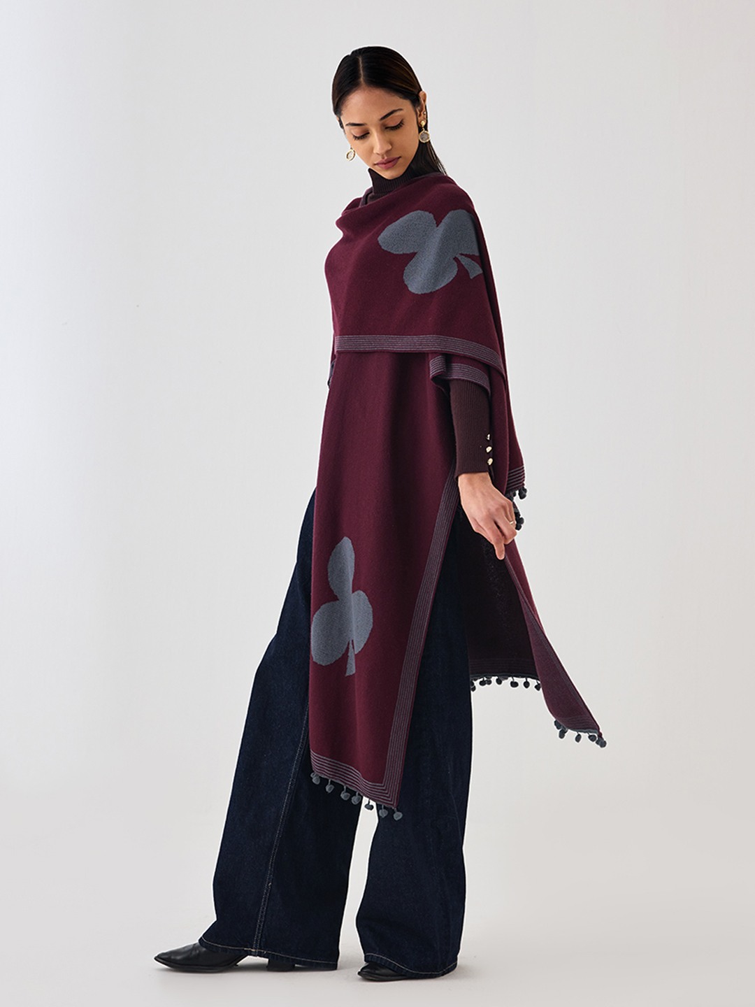 Wine Knitted Overlay