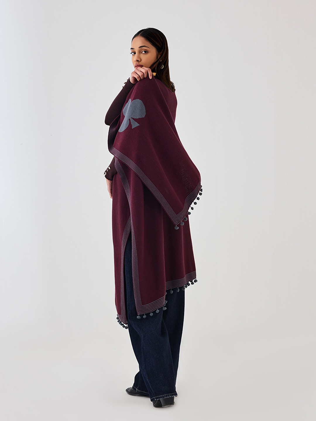 Wine Knitted Overlay