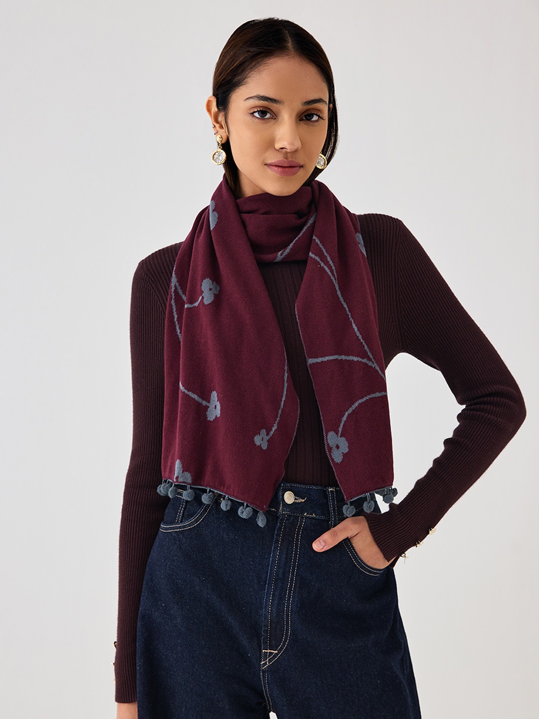 Wine Knitted Scarf