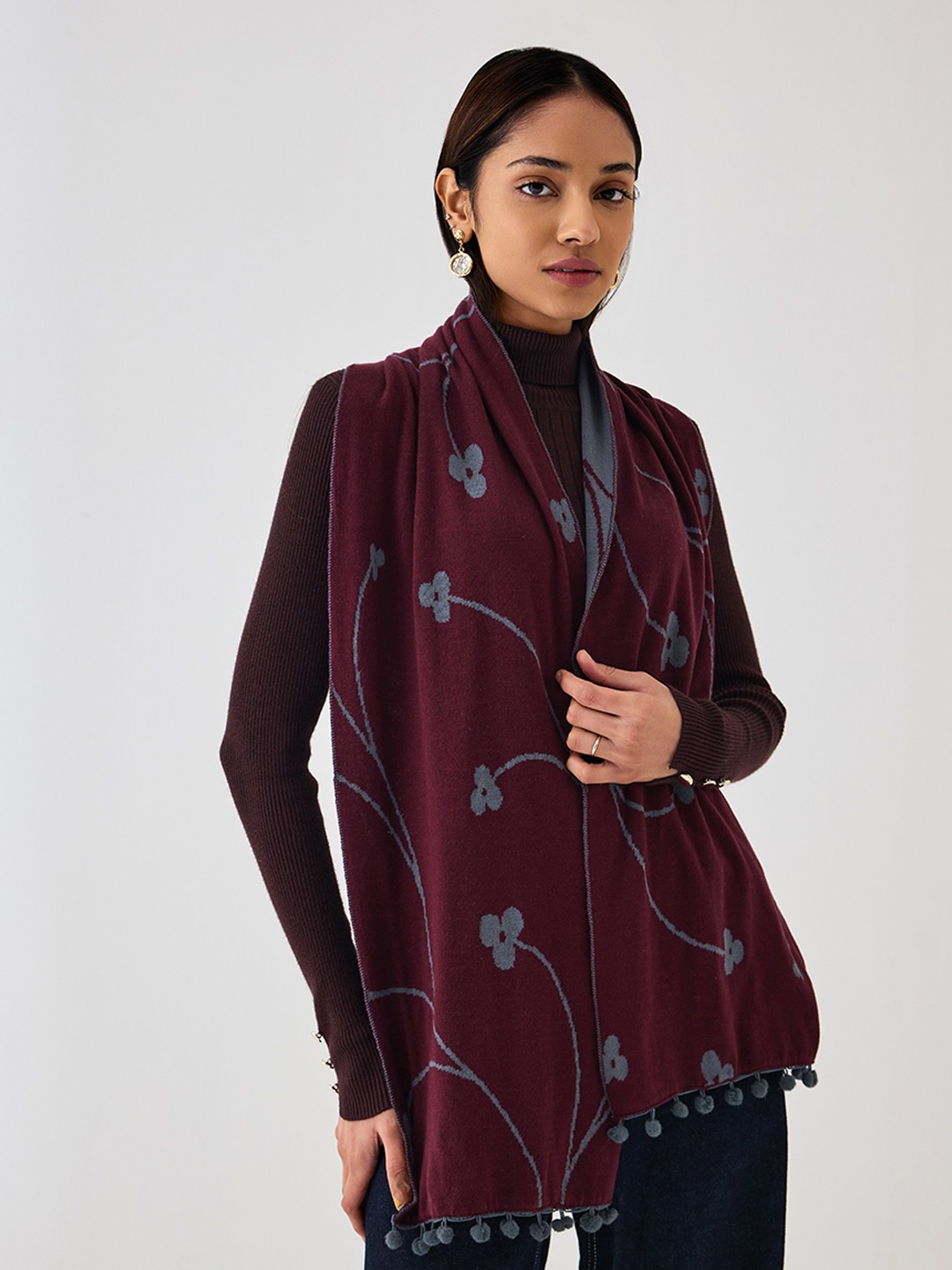 Wine Knitted Scarf