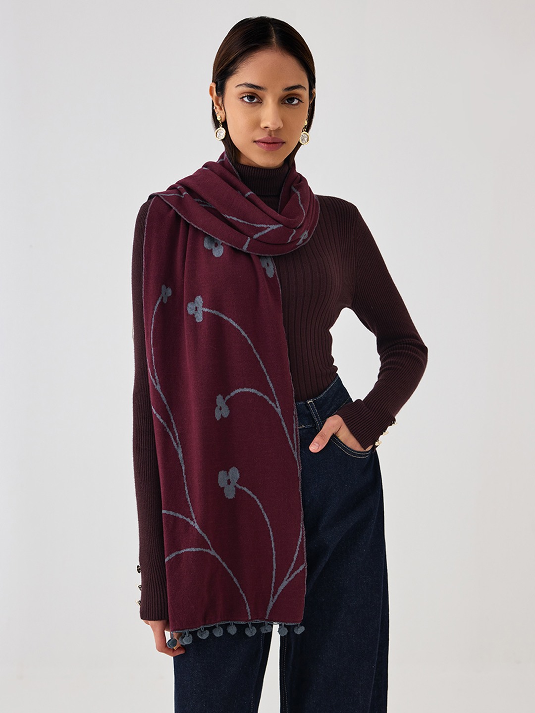 Wine Knitted Scarf