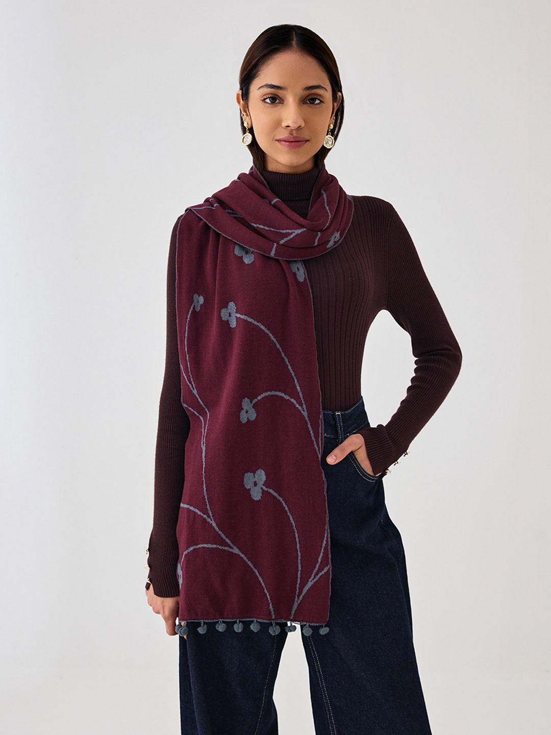 Wine Knitted Scarf