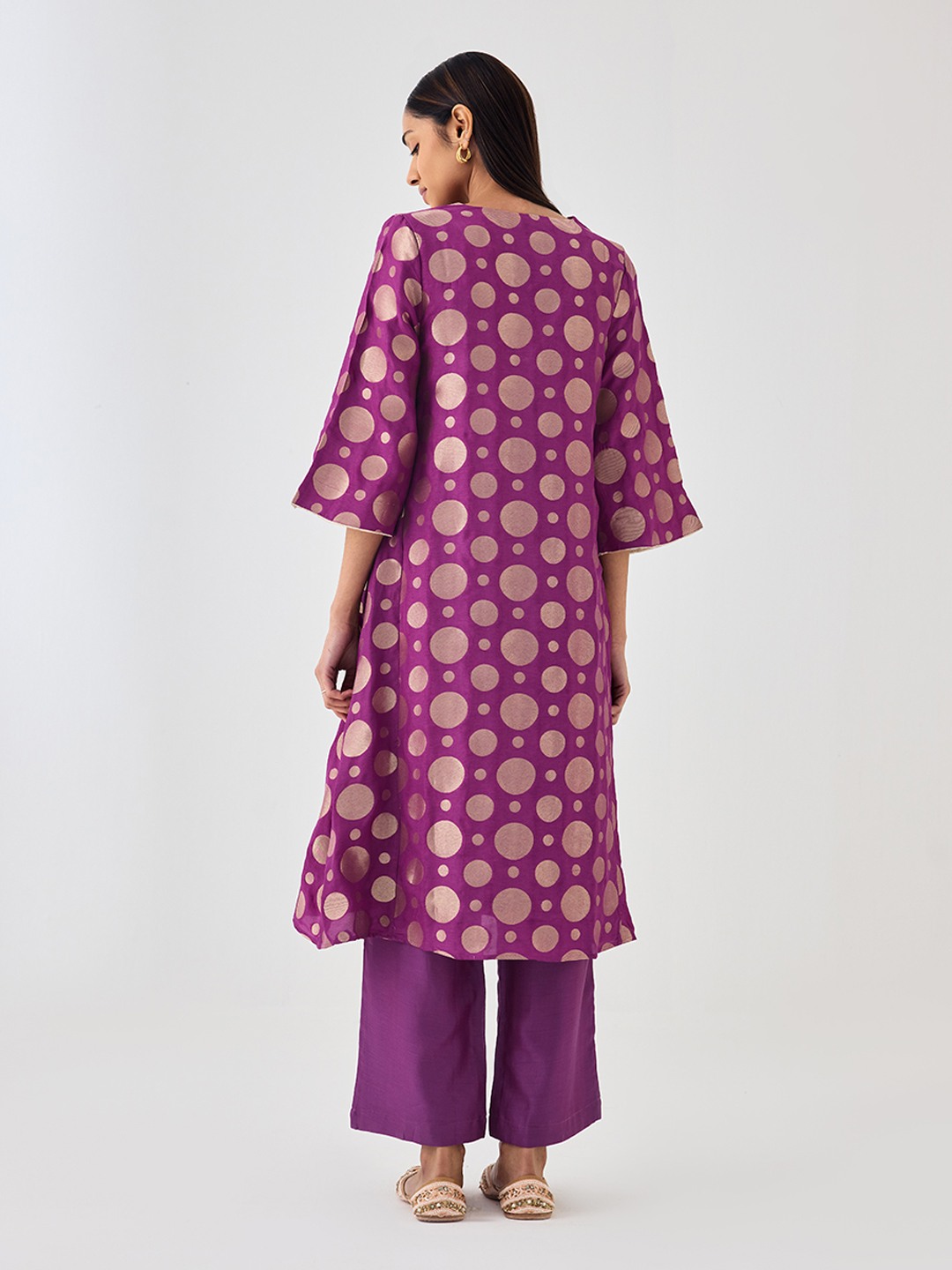 Kaashi Purple Brocade Flared Kurta