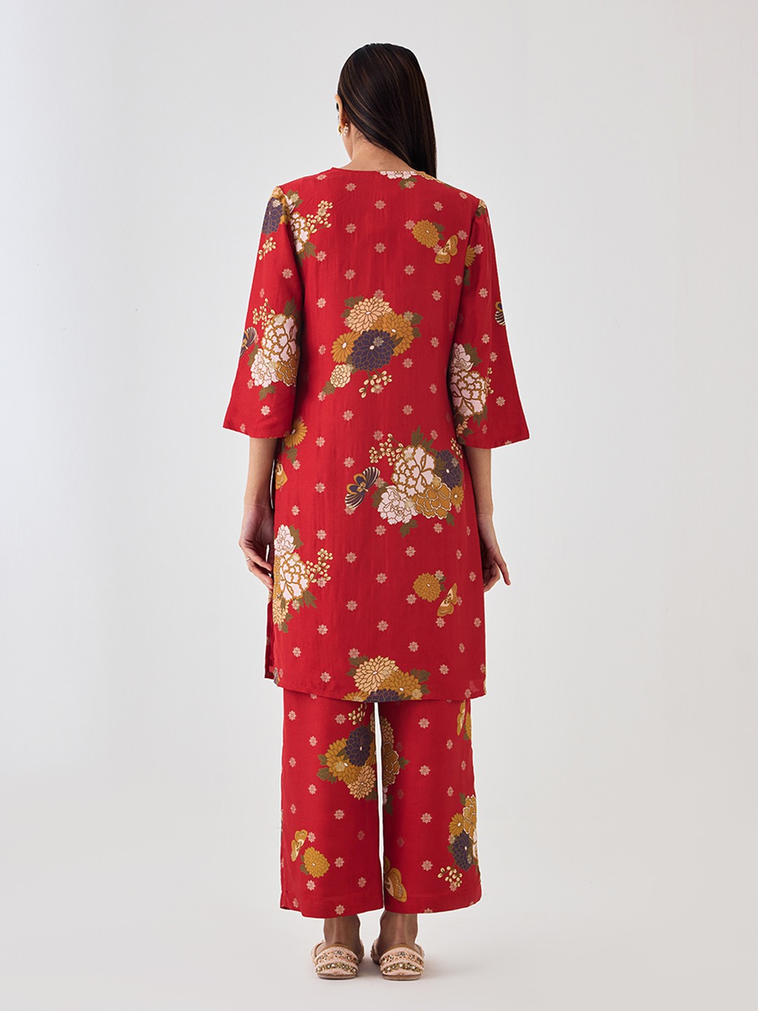 Red Brocade Kurta