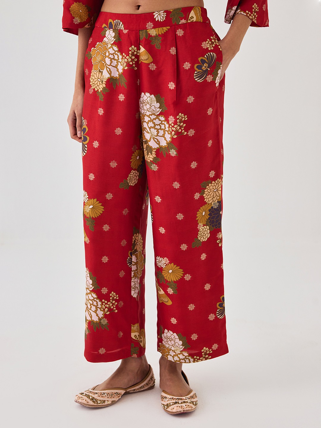 red Stright Trouser
