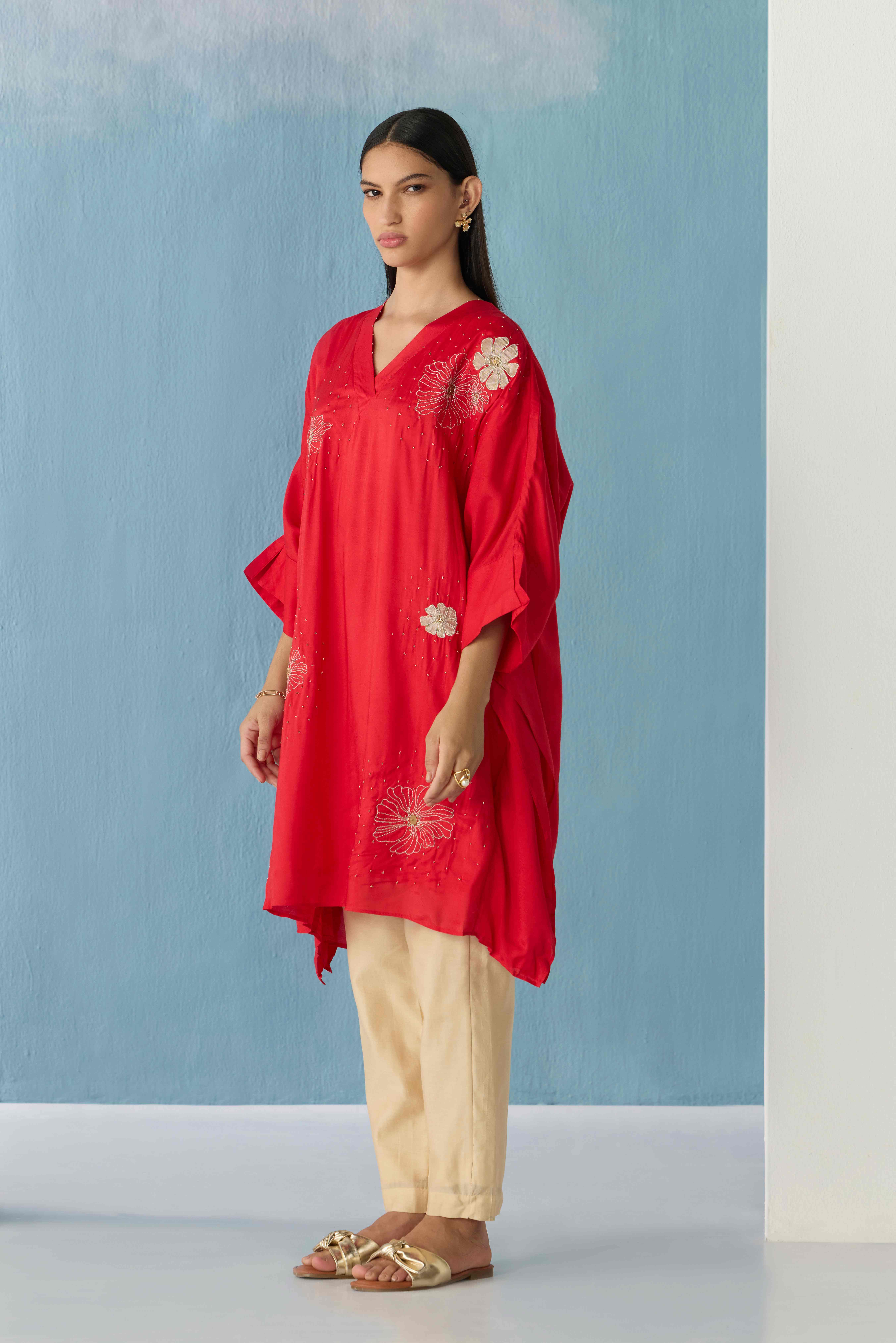 Red floral kaftan
