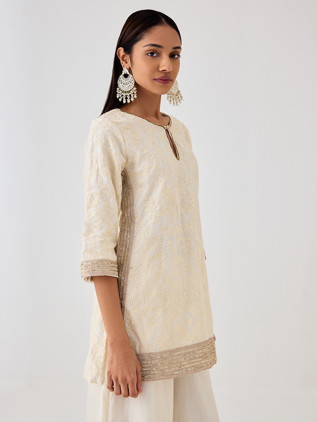 Ivory Embroidered Kurta