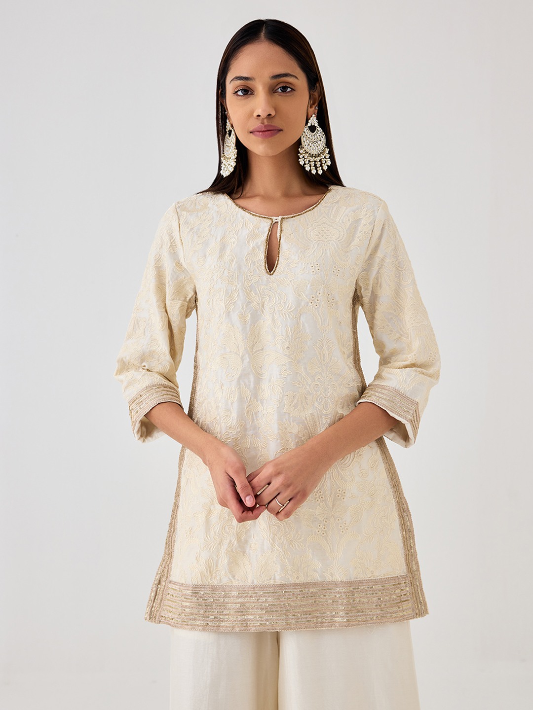 Ivory Embroidered Kurta