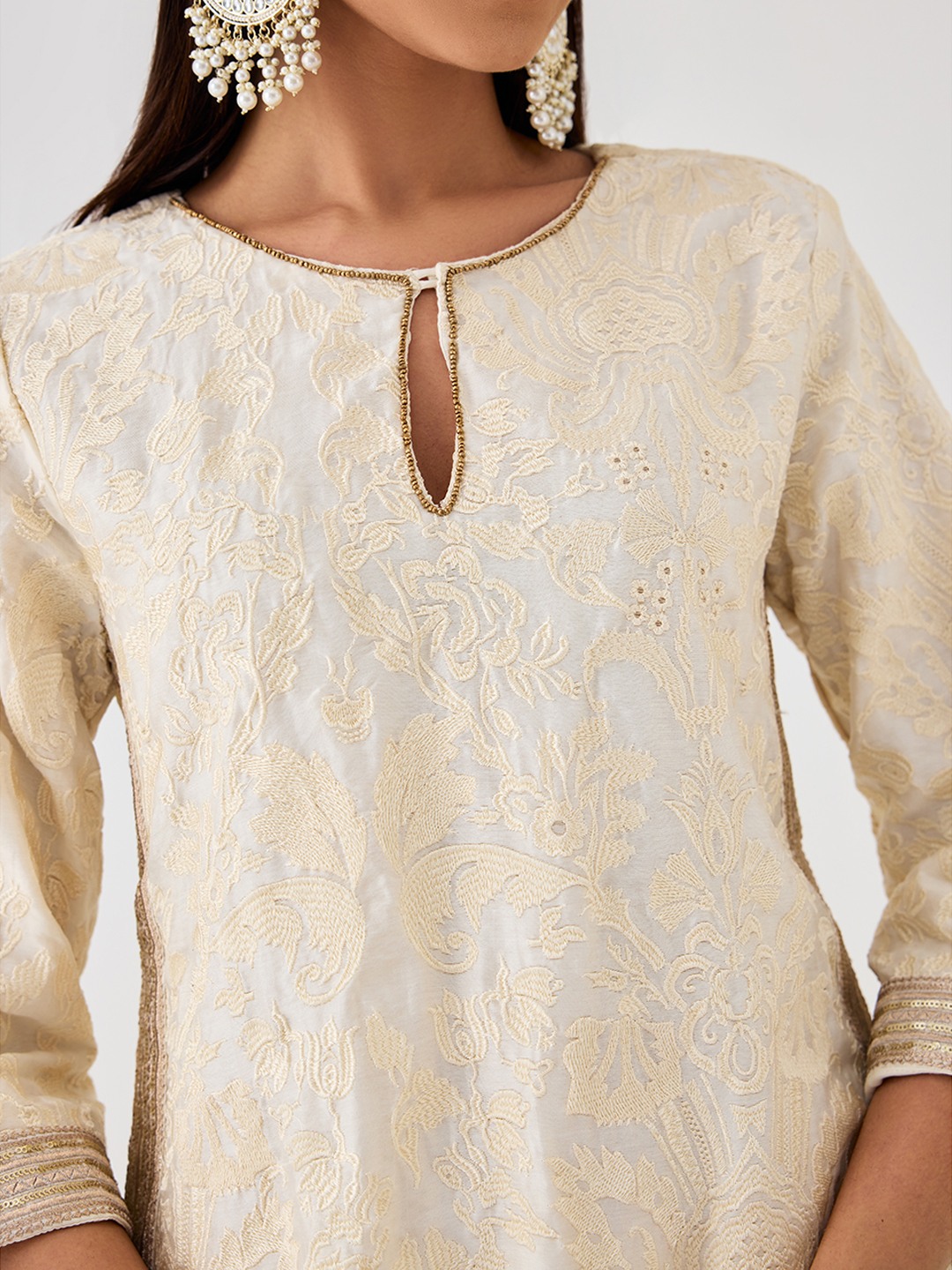 Ivory Embroidered Kurta