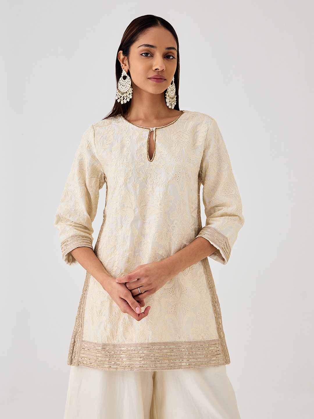 Ivory Embroidered Kurta