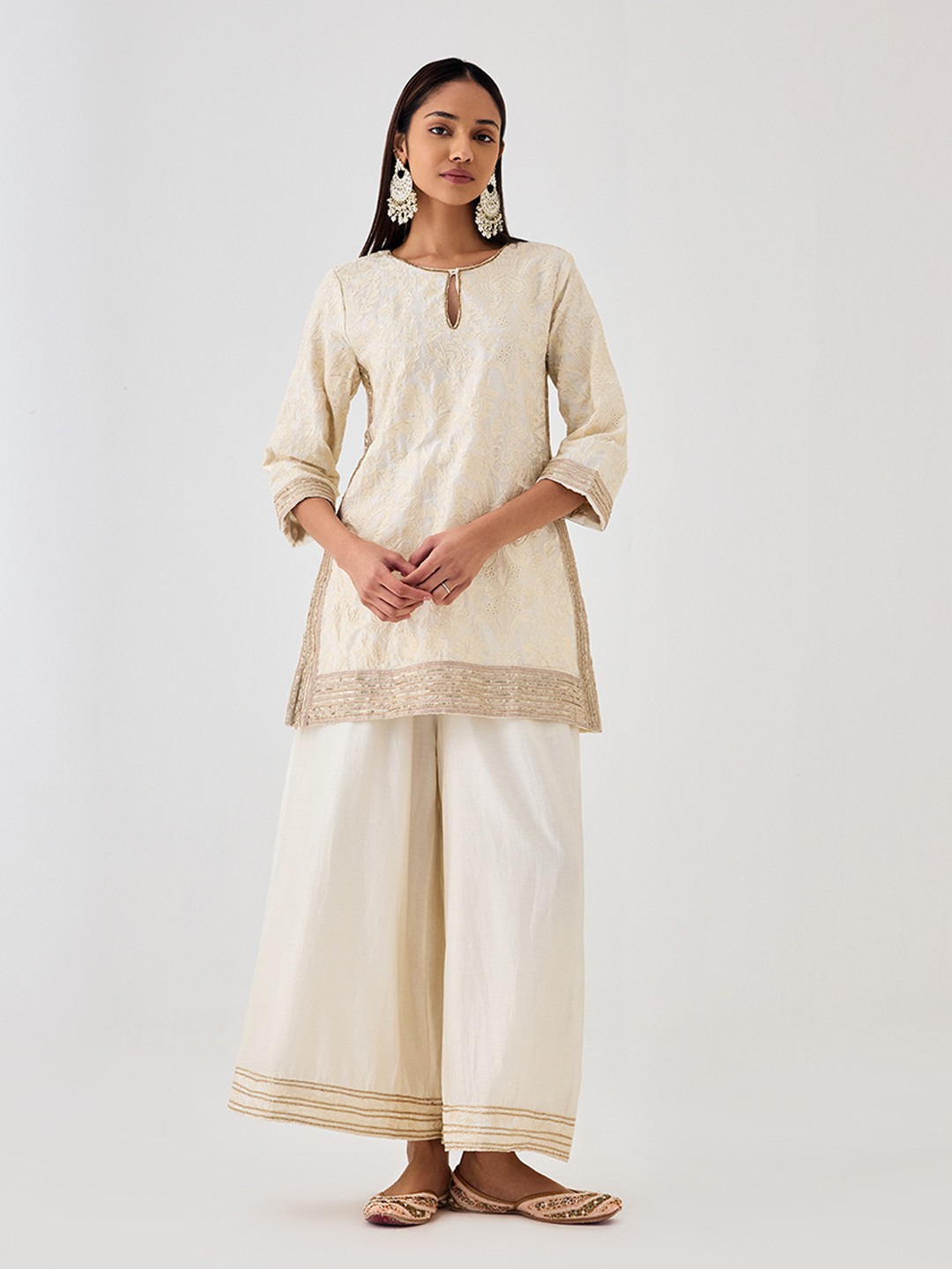 Ivory Embroidered Trouser