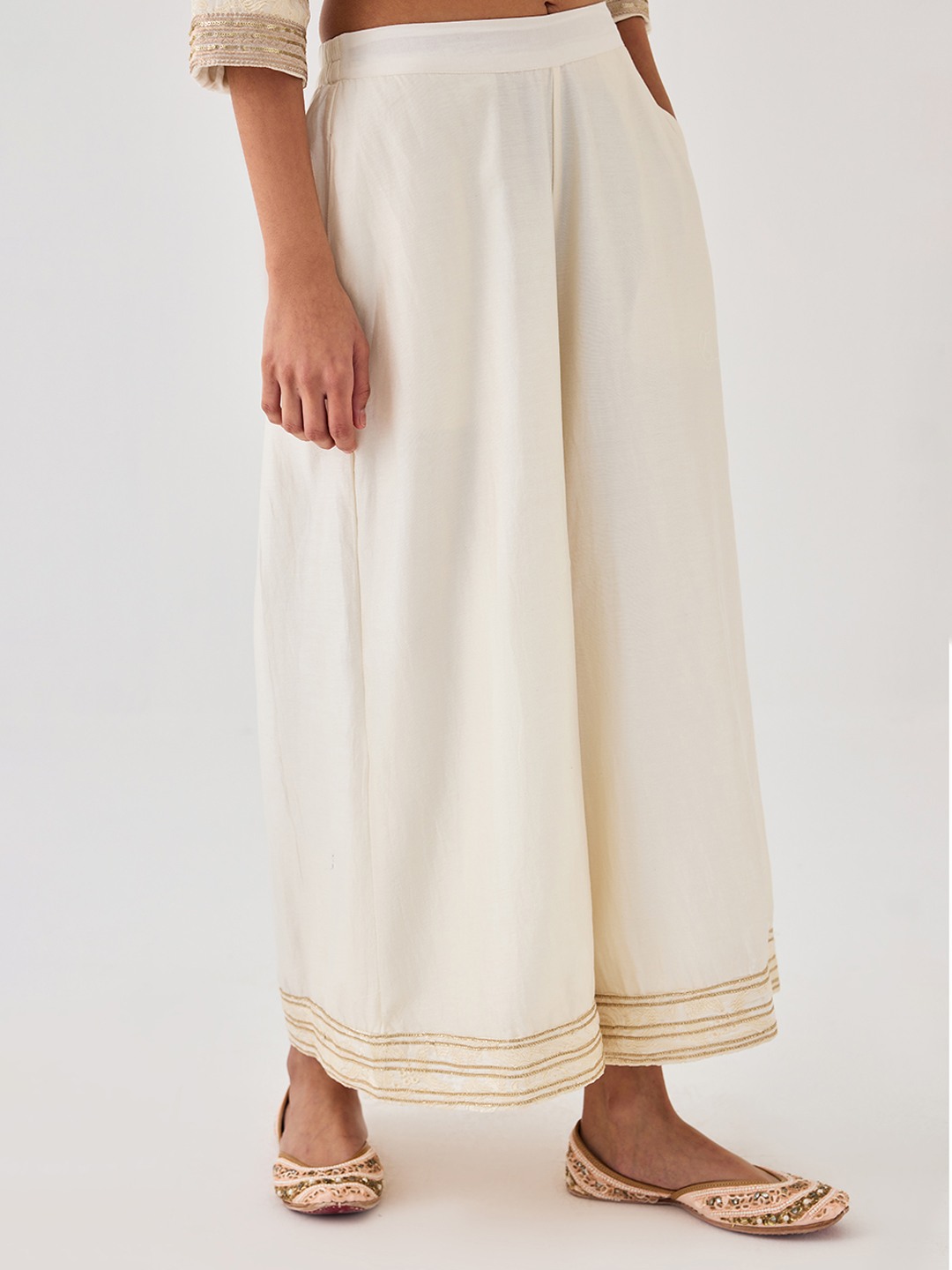 Ivory Embroidered Trouser