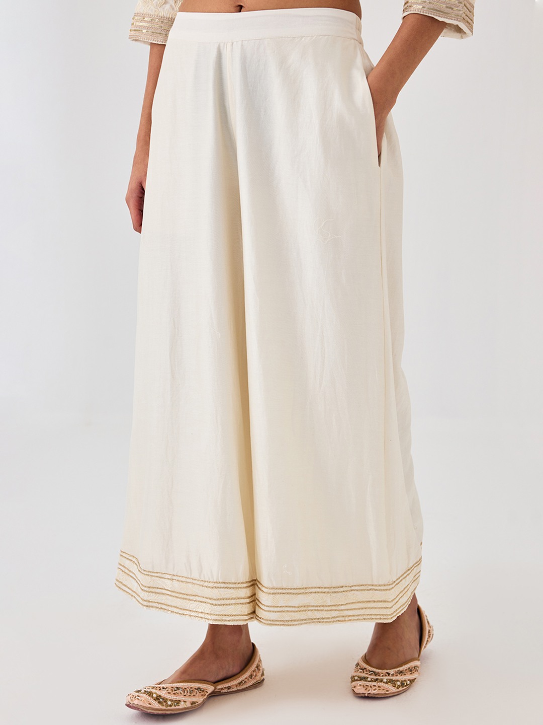 Ivory Embroidered Trouser