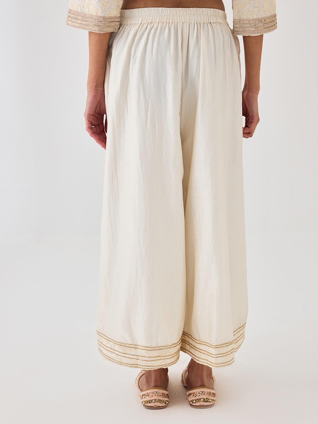 Ivory Embroidered Trouser