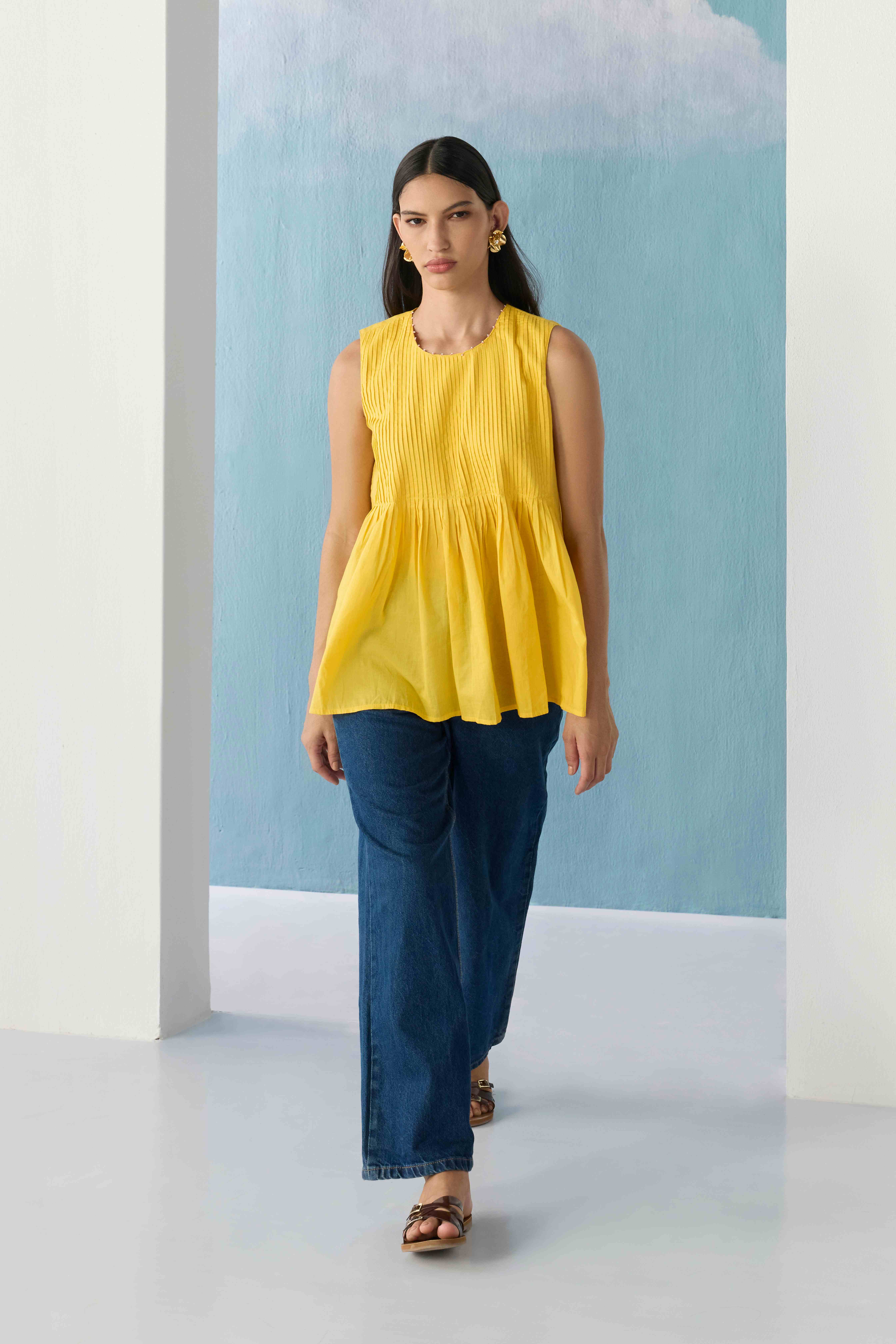 ochre sleeveless top