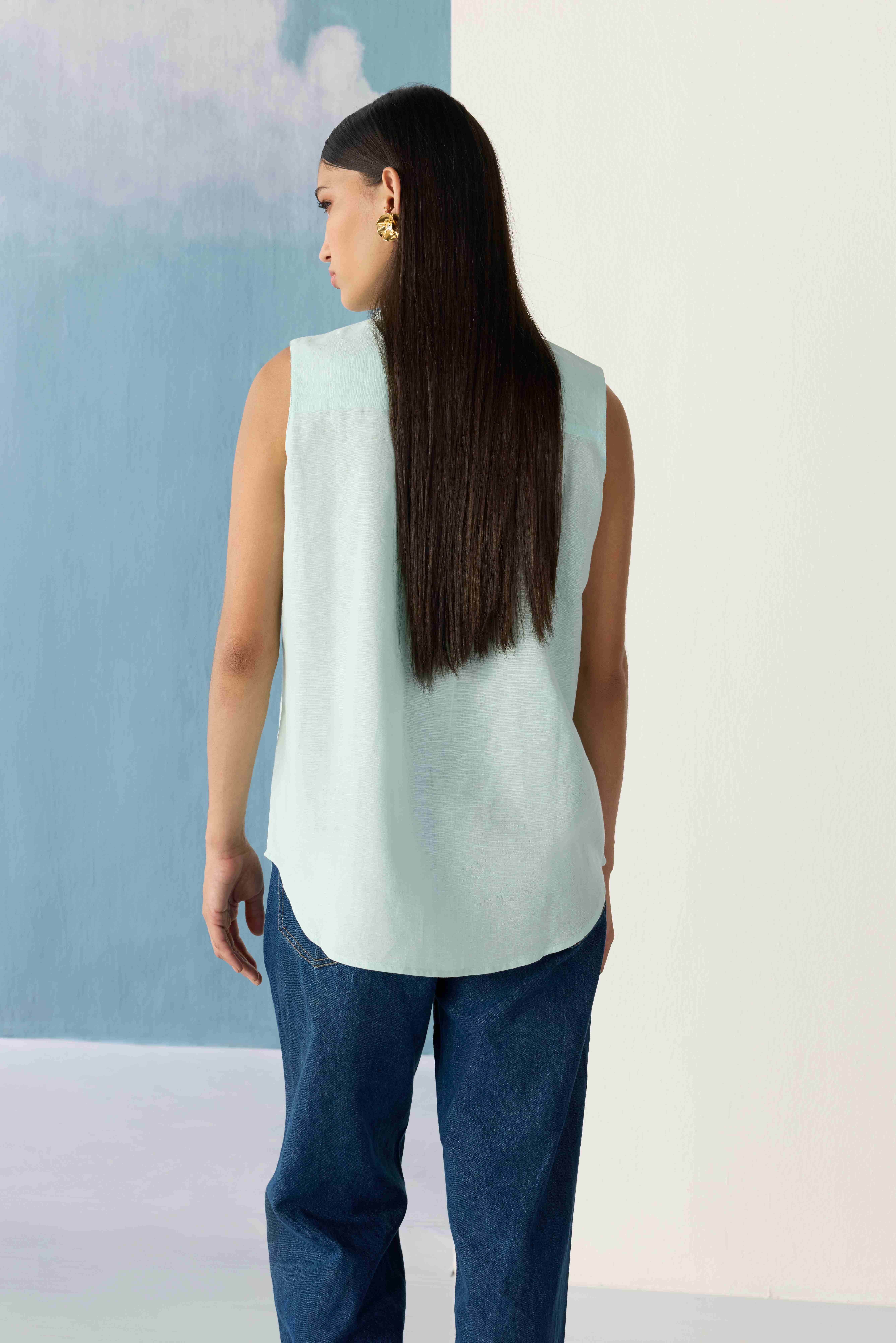 pastel mint peter-pan shirt