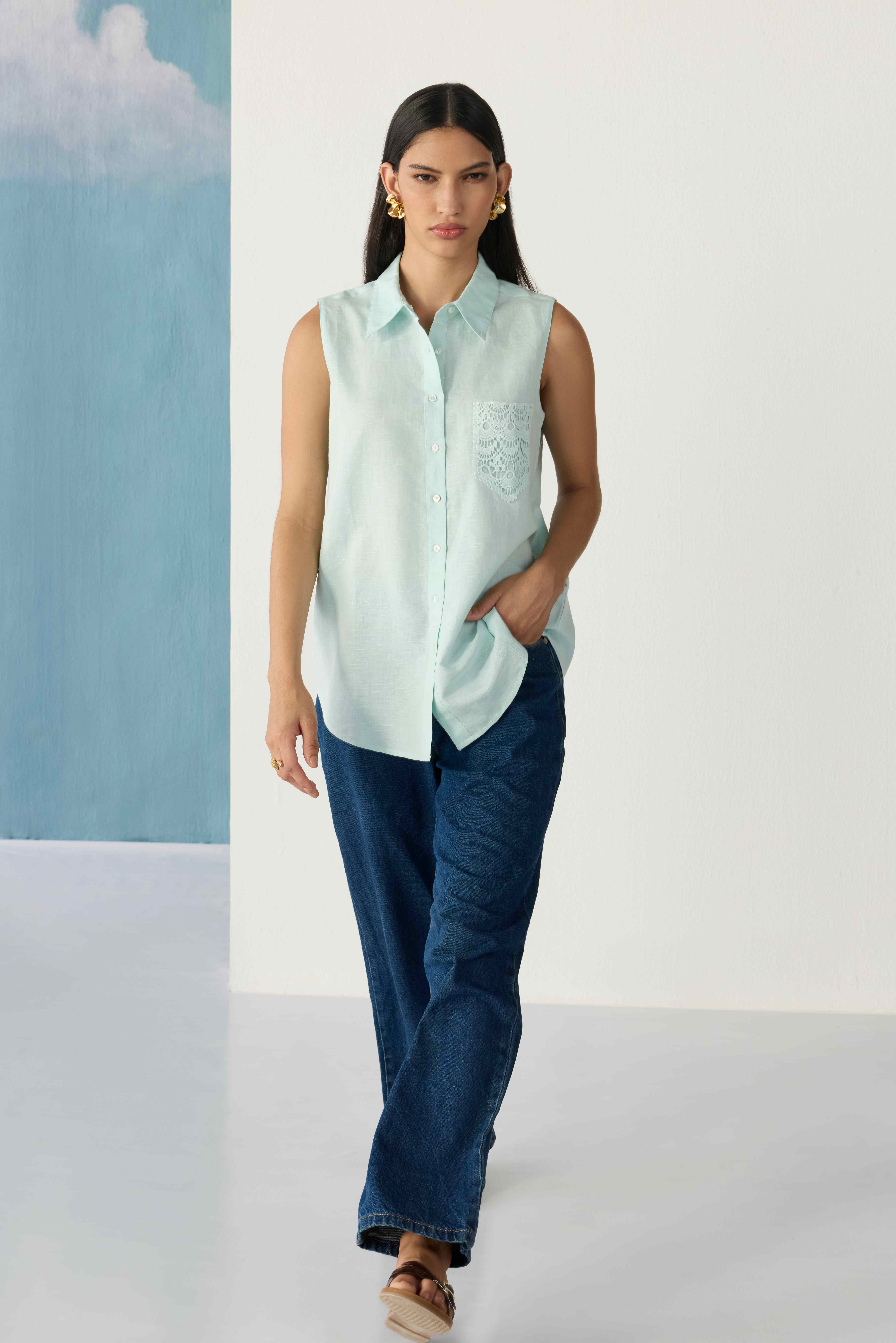 pastel mint peter-pan shirt