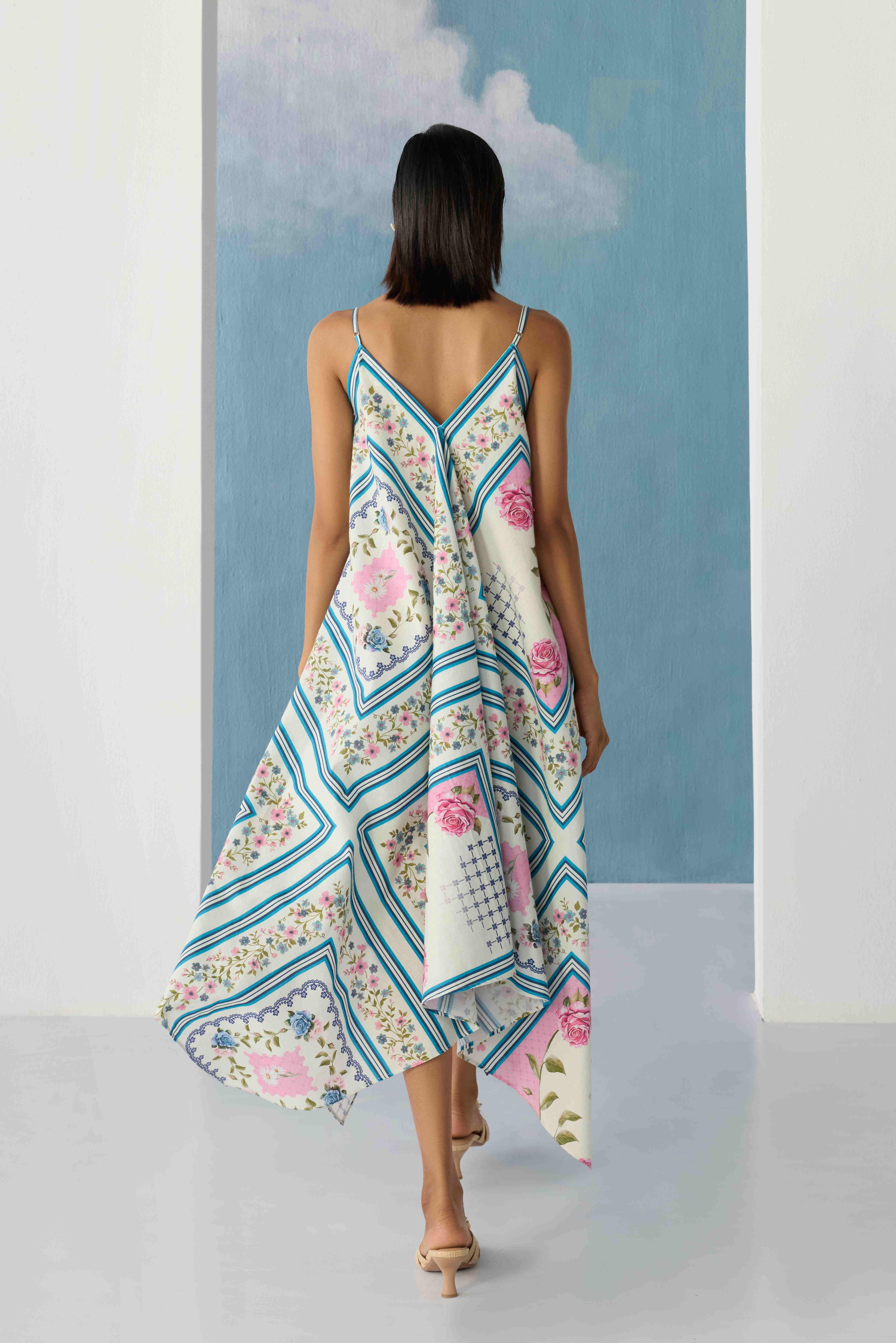ivory floral mosaic dress