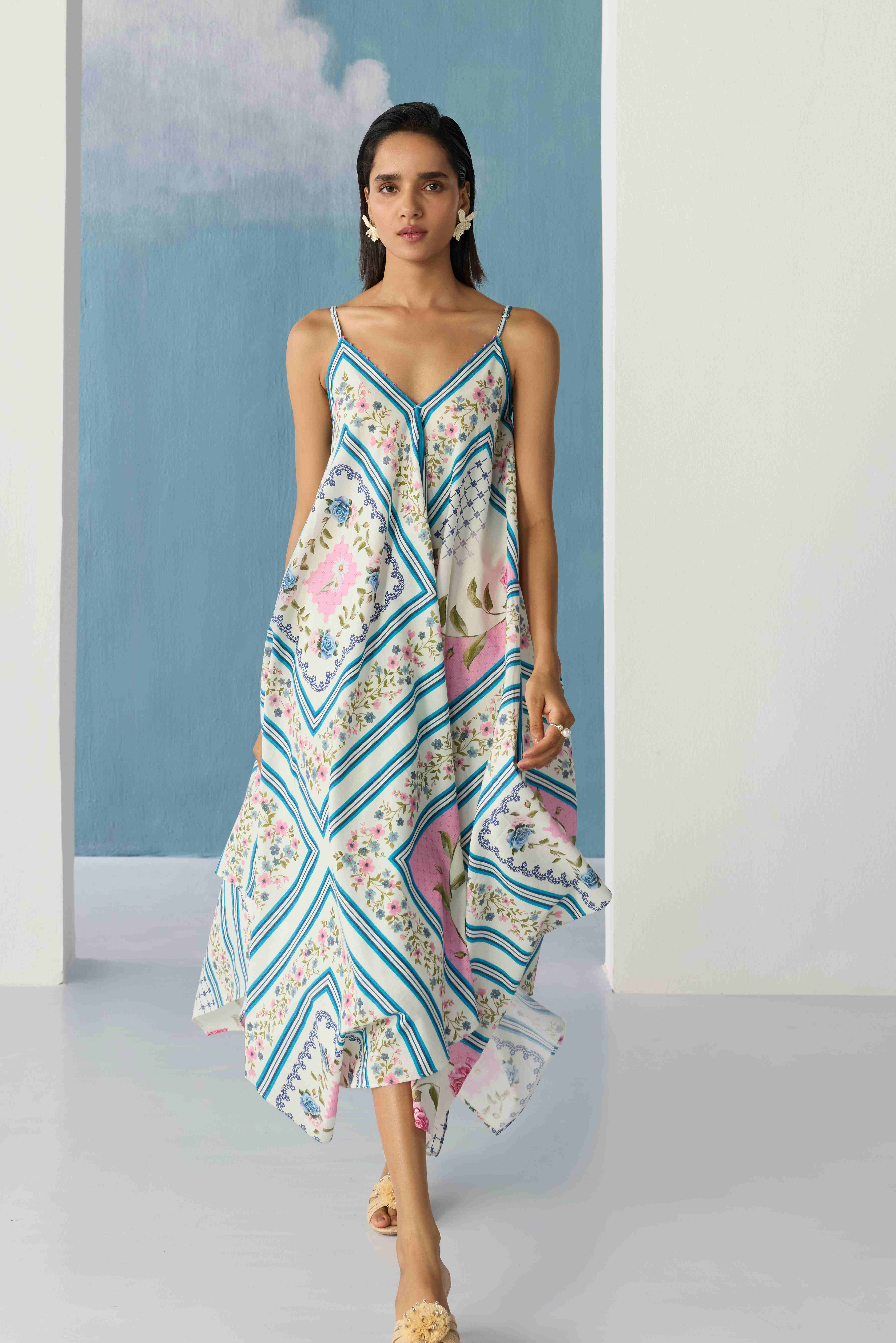 ivory floral mosaic dress