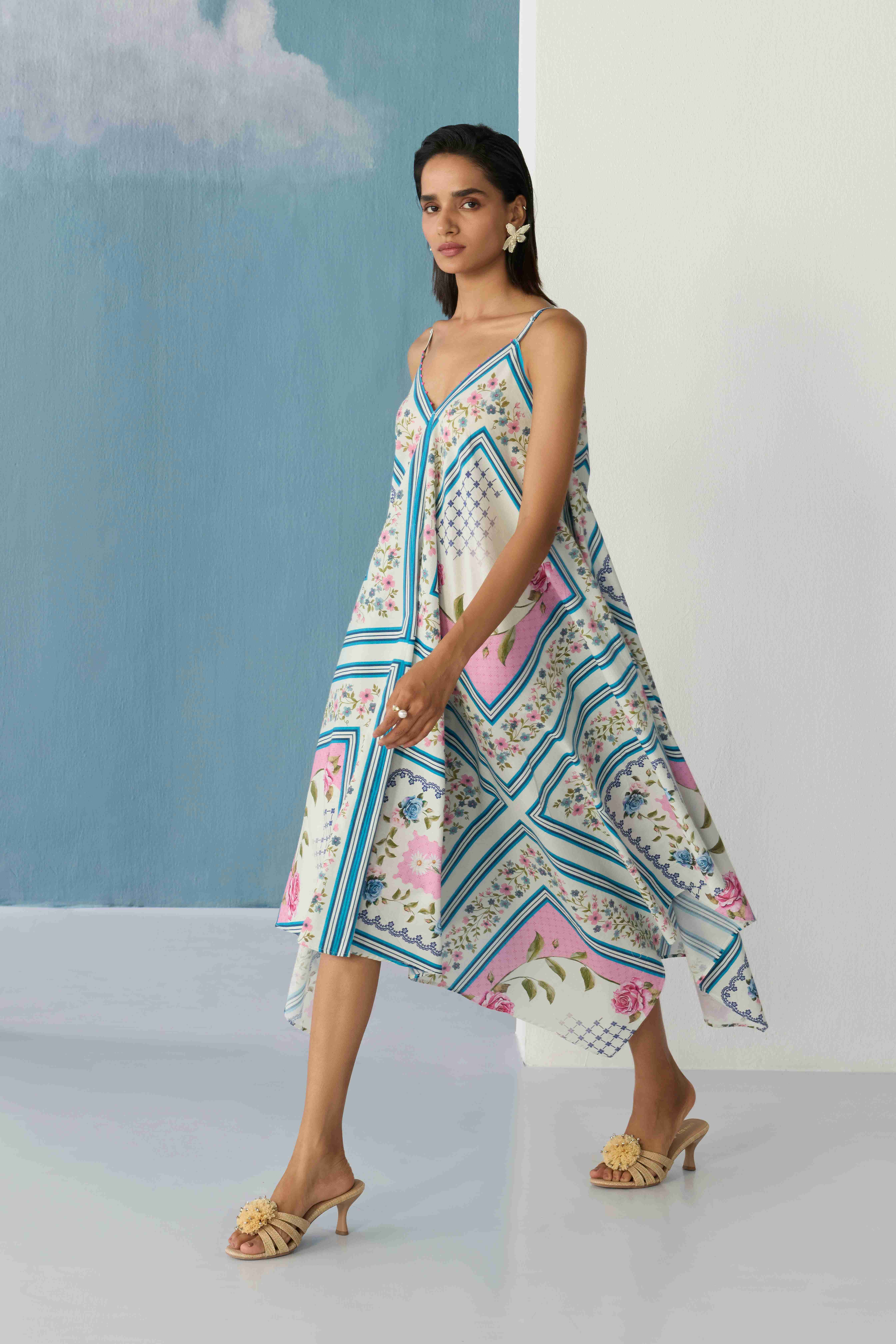 ivory floral mosaic dress