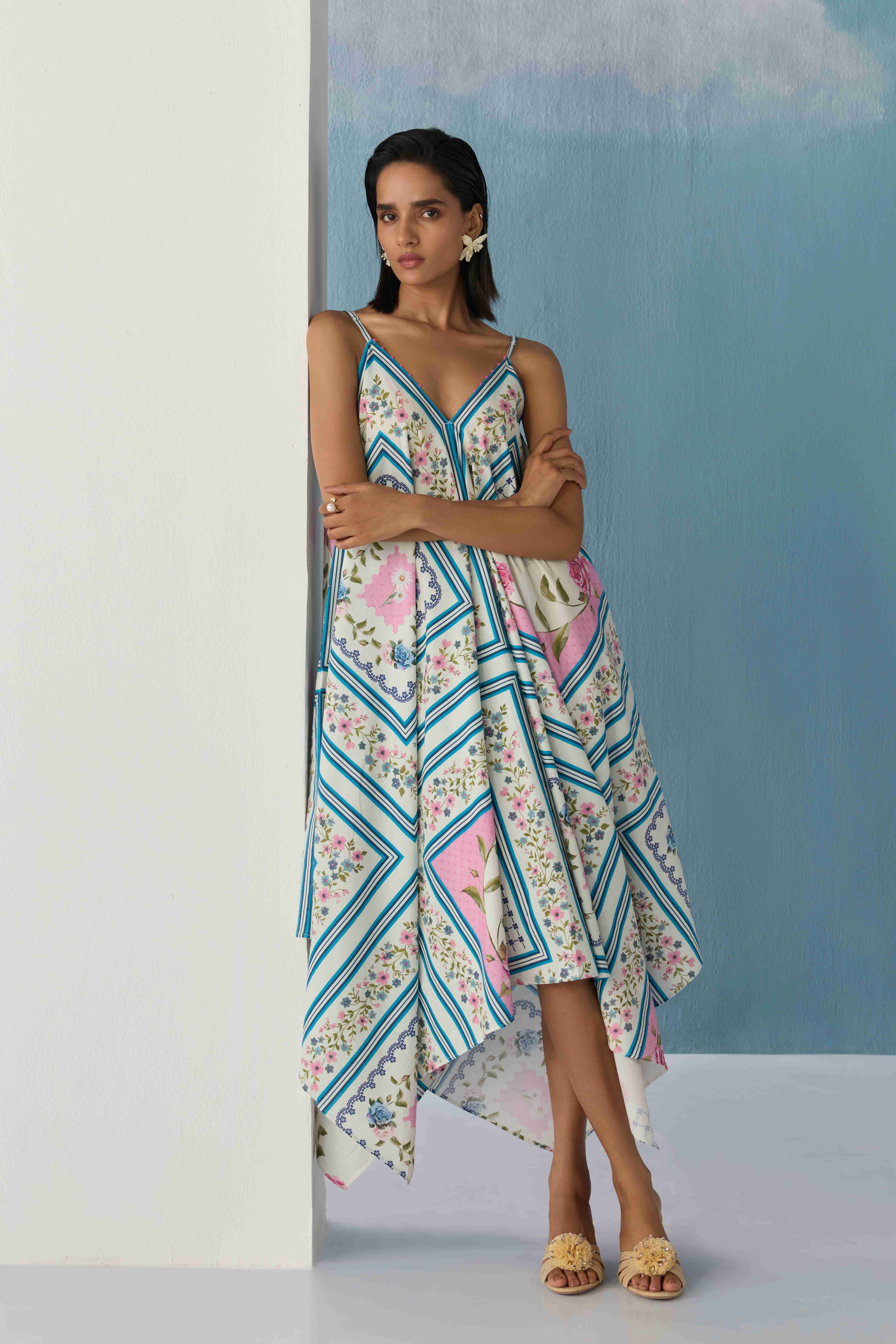 ivory floral mosaic dress