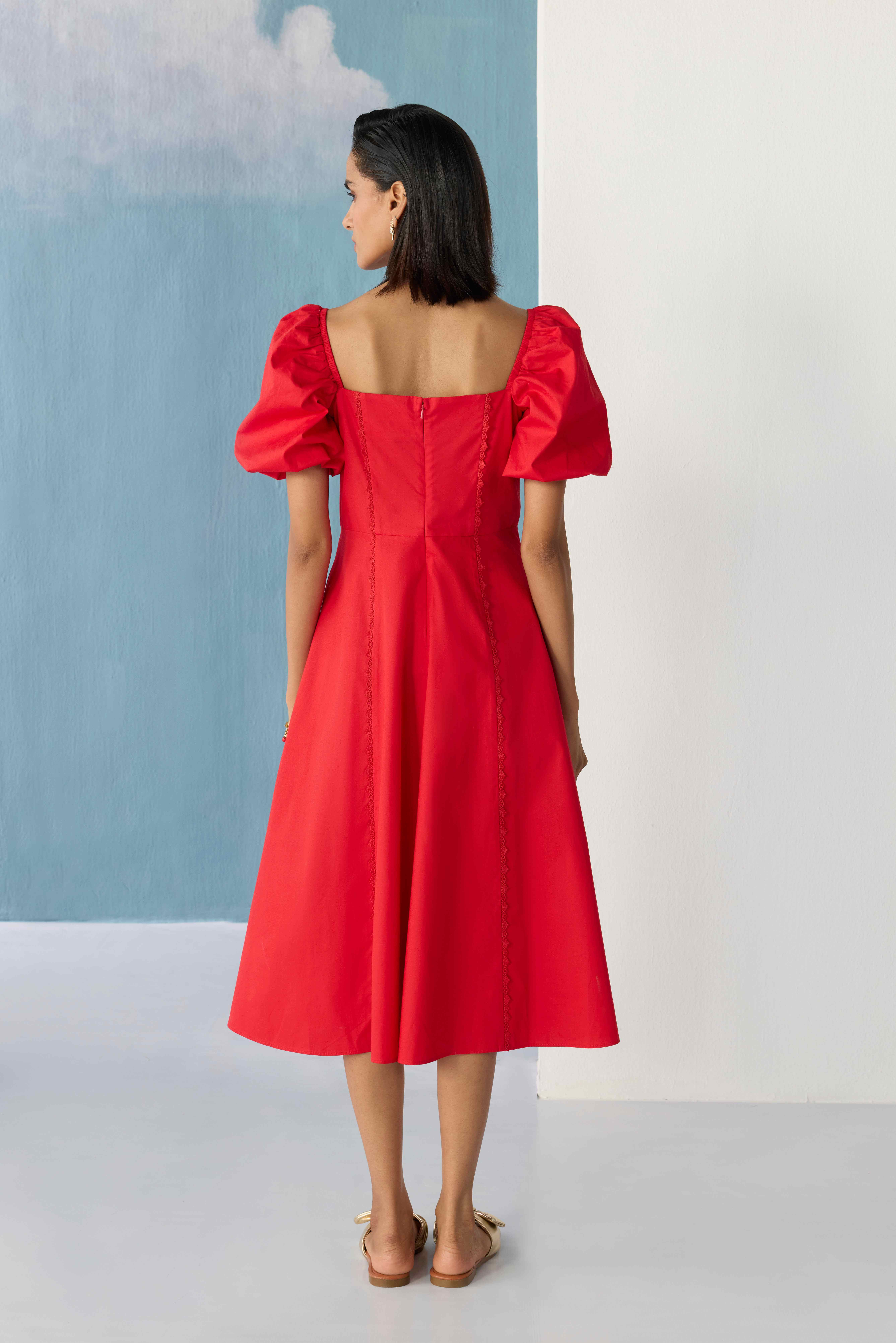Red flared dress