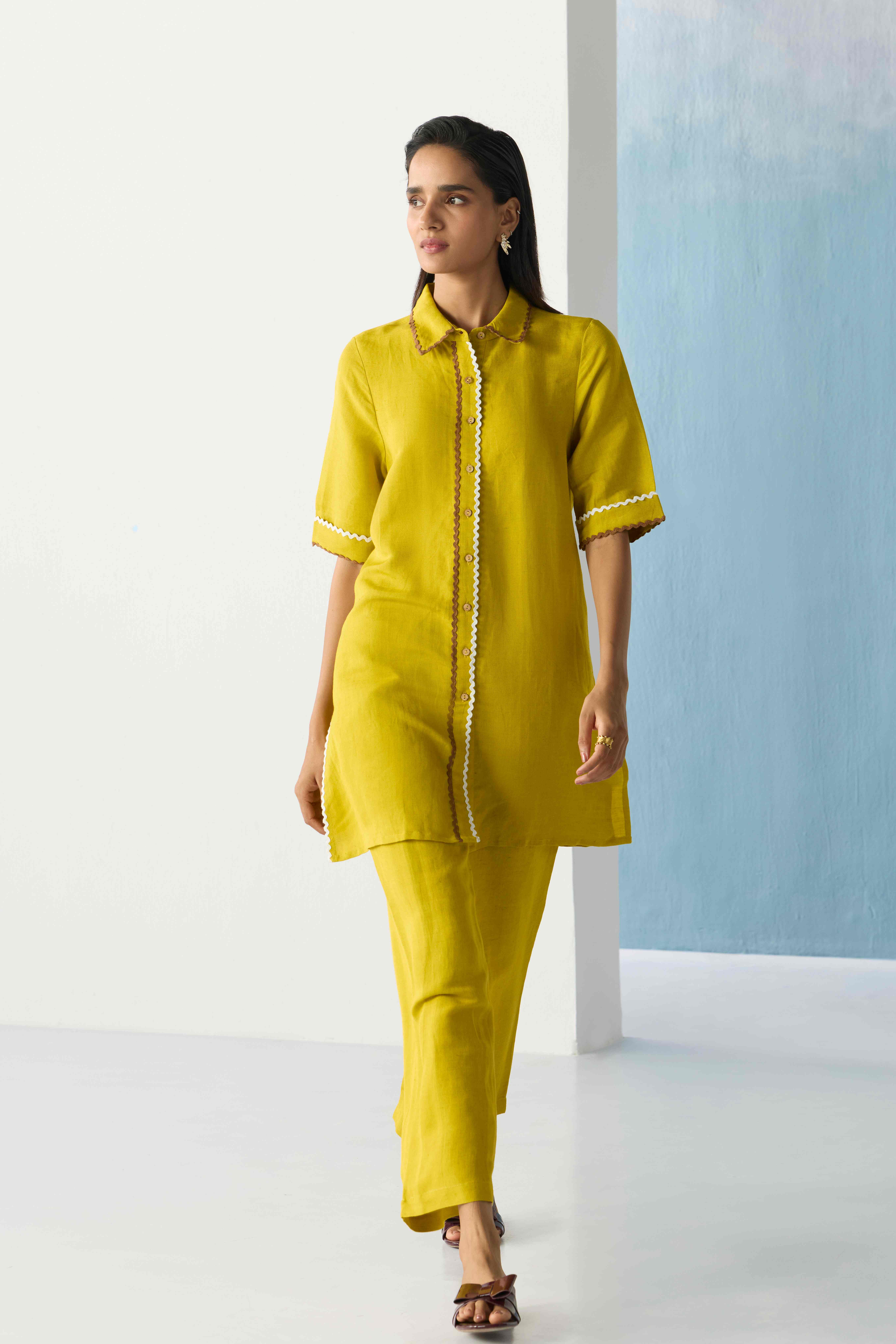 Ochre straight-fit kurti