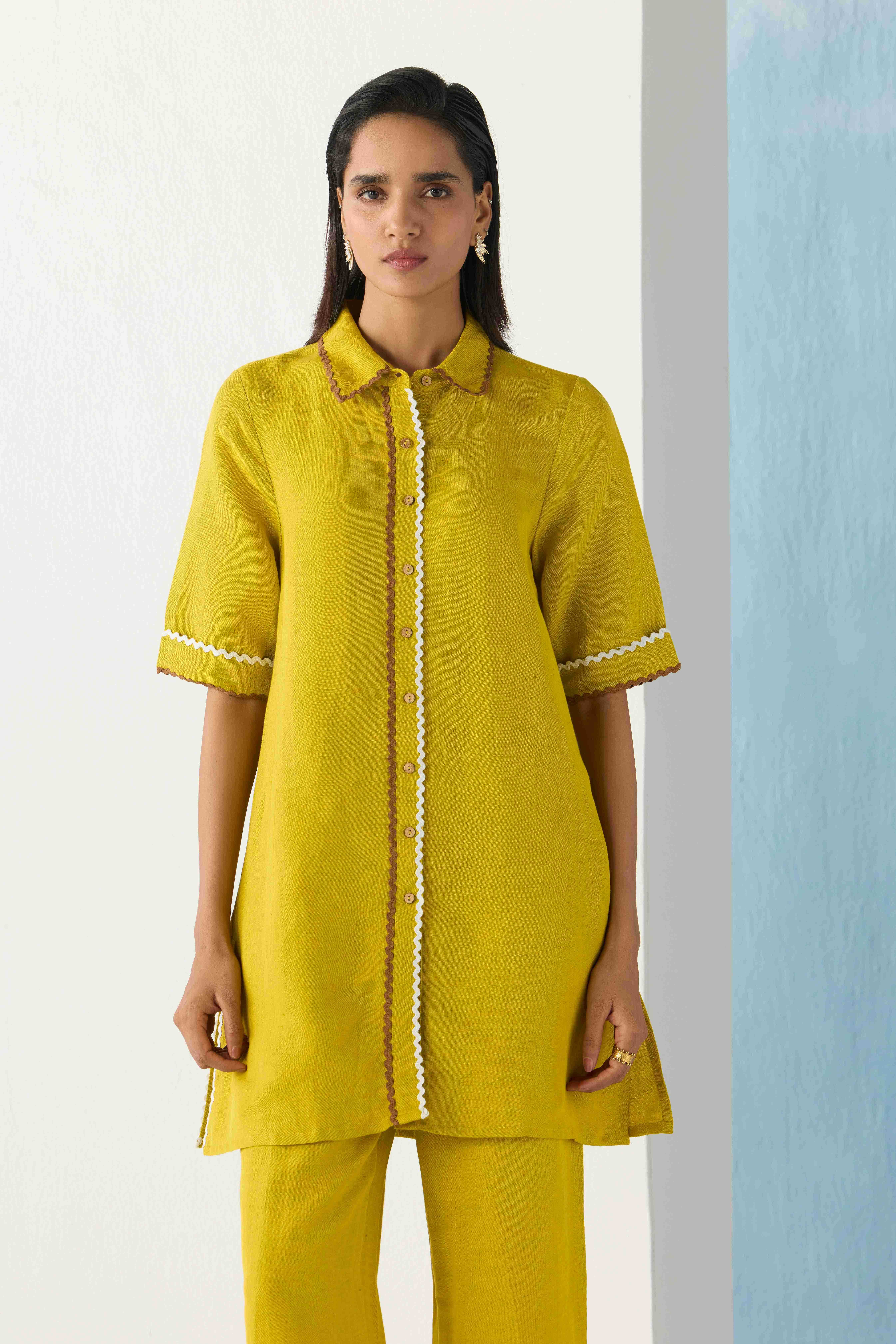 Ochre straight-fit kurti